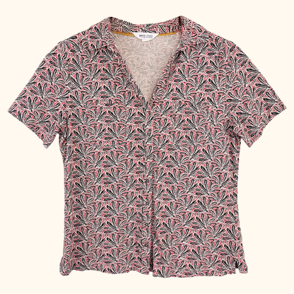 White Stuff Leaf Print Short Sleeve Shirt - Size 12