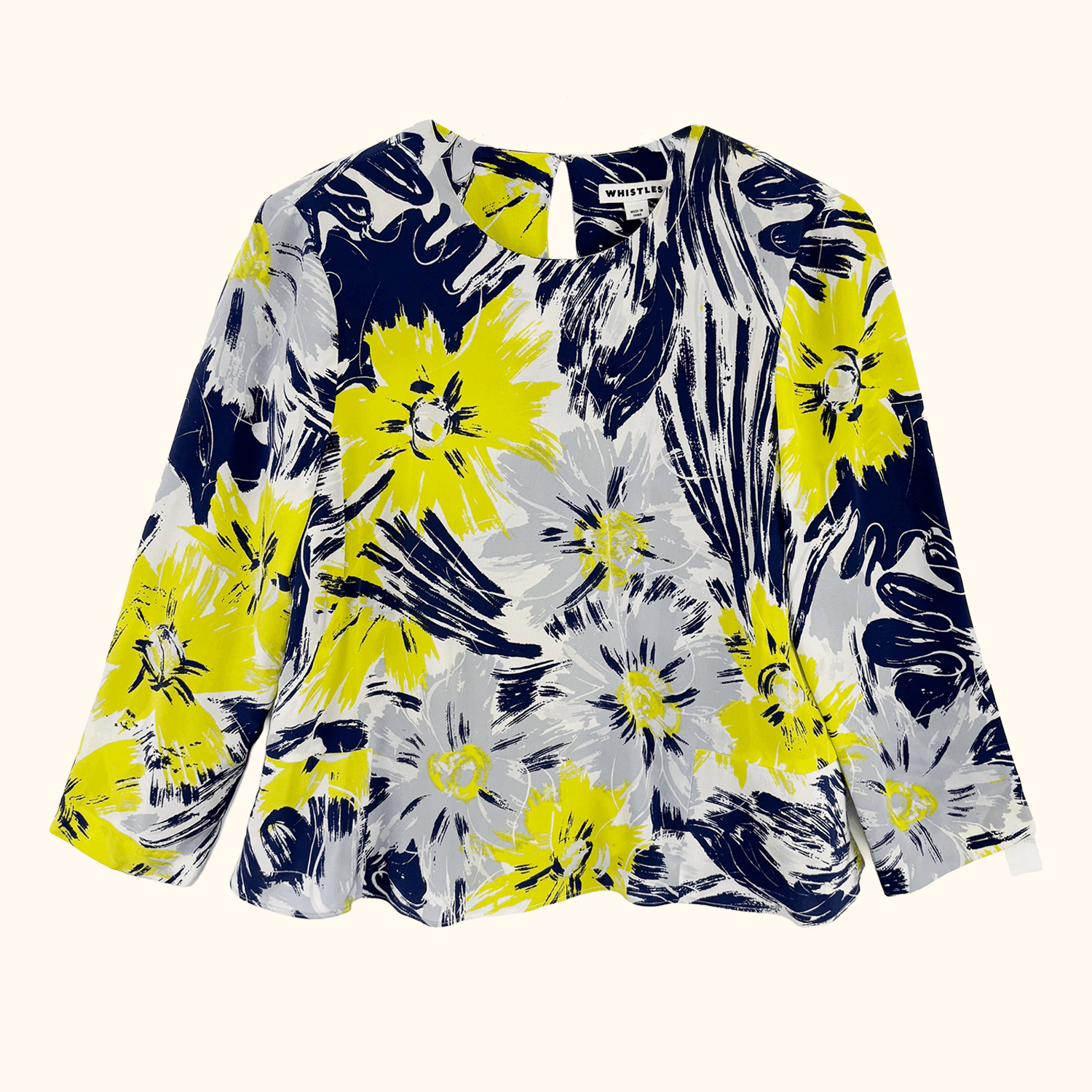 Whistles Abstract Floral Silk Blouse - Size 8
