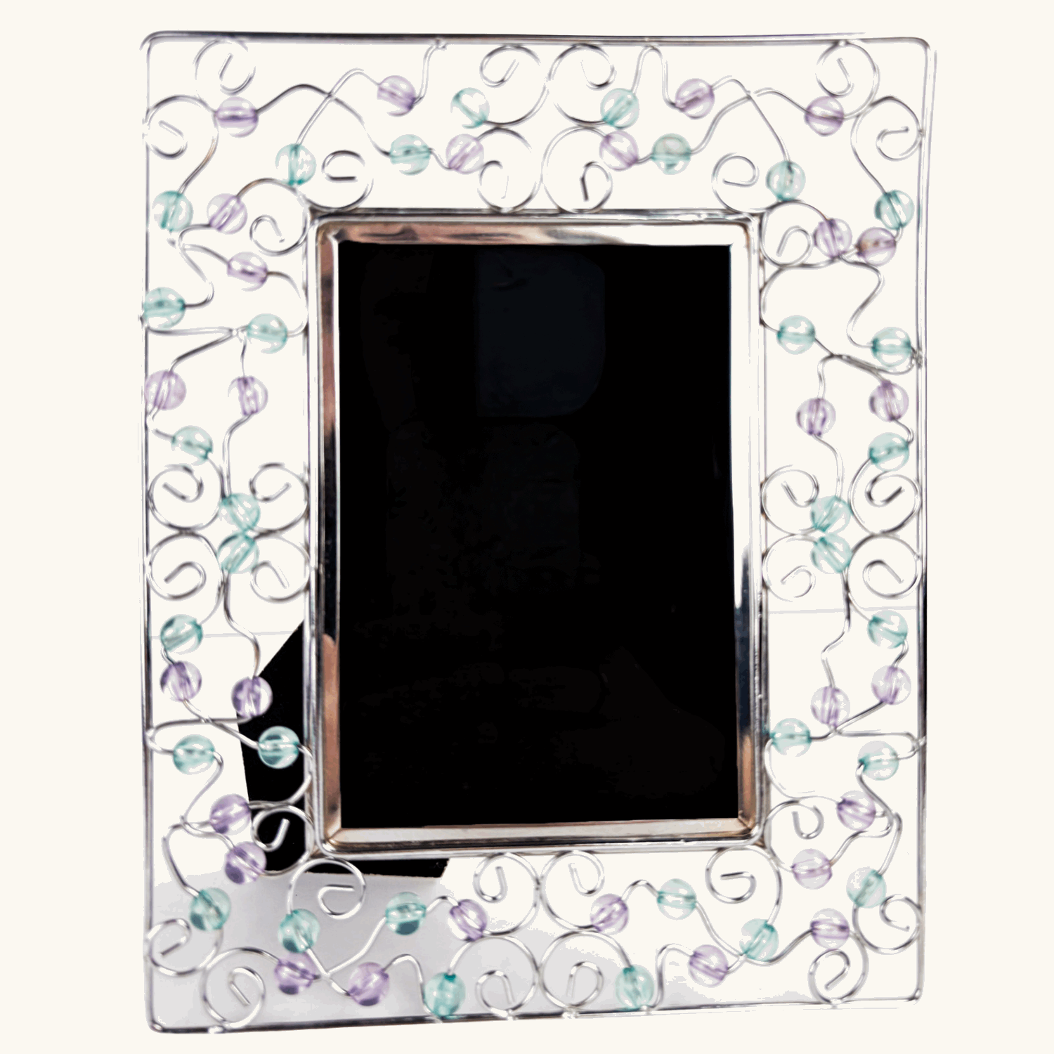Silver Beaded Wire Picture Frame 5inch x 3.5inch Sunshine Thrift