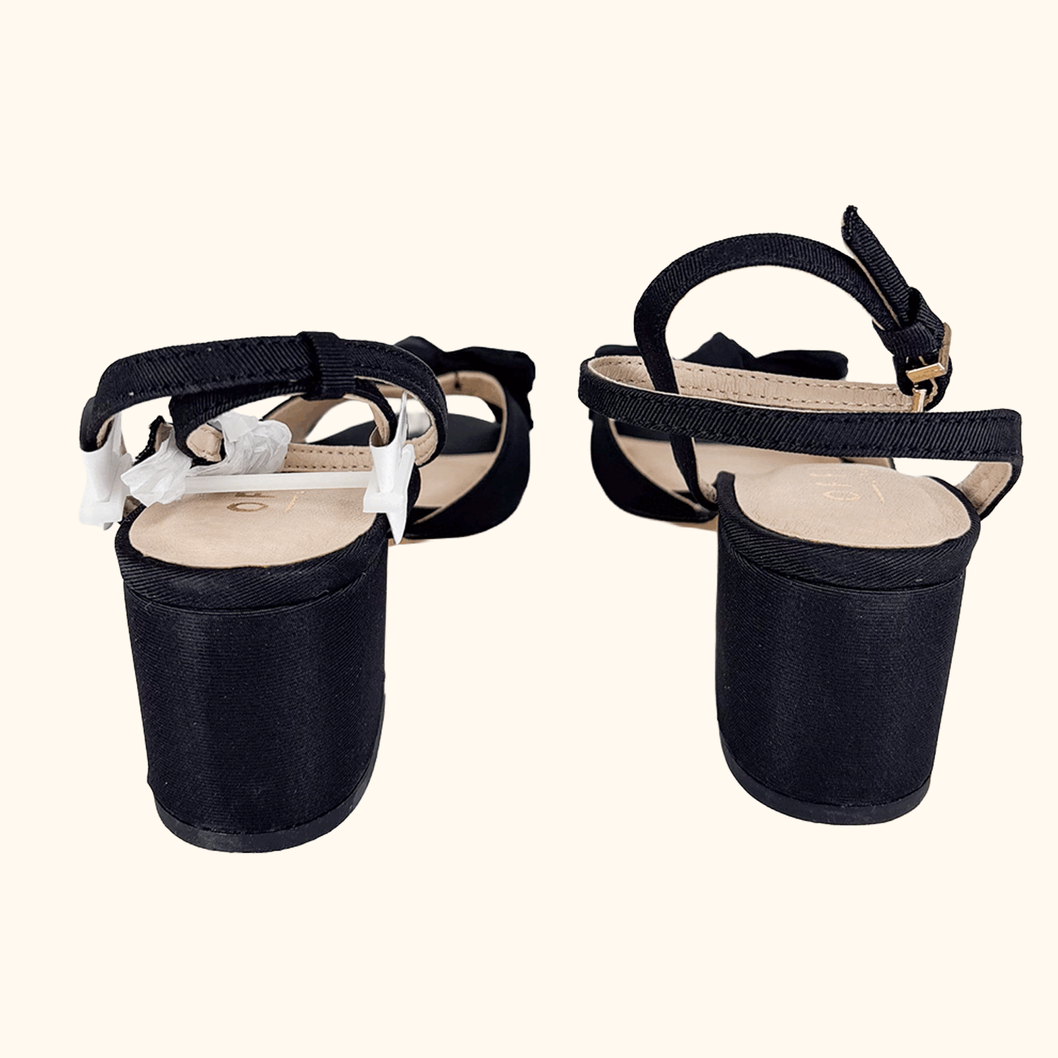 Office Black Block Heel Bow Sandals - Size 5
