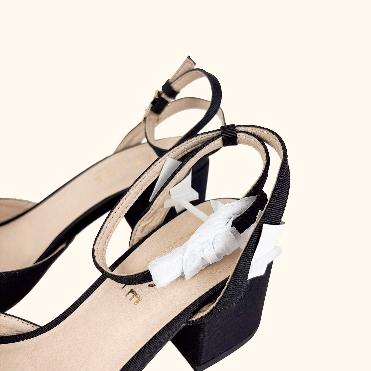 Office Black Block Heel Bow Sandals - Size 5