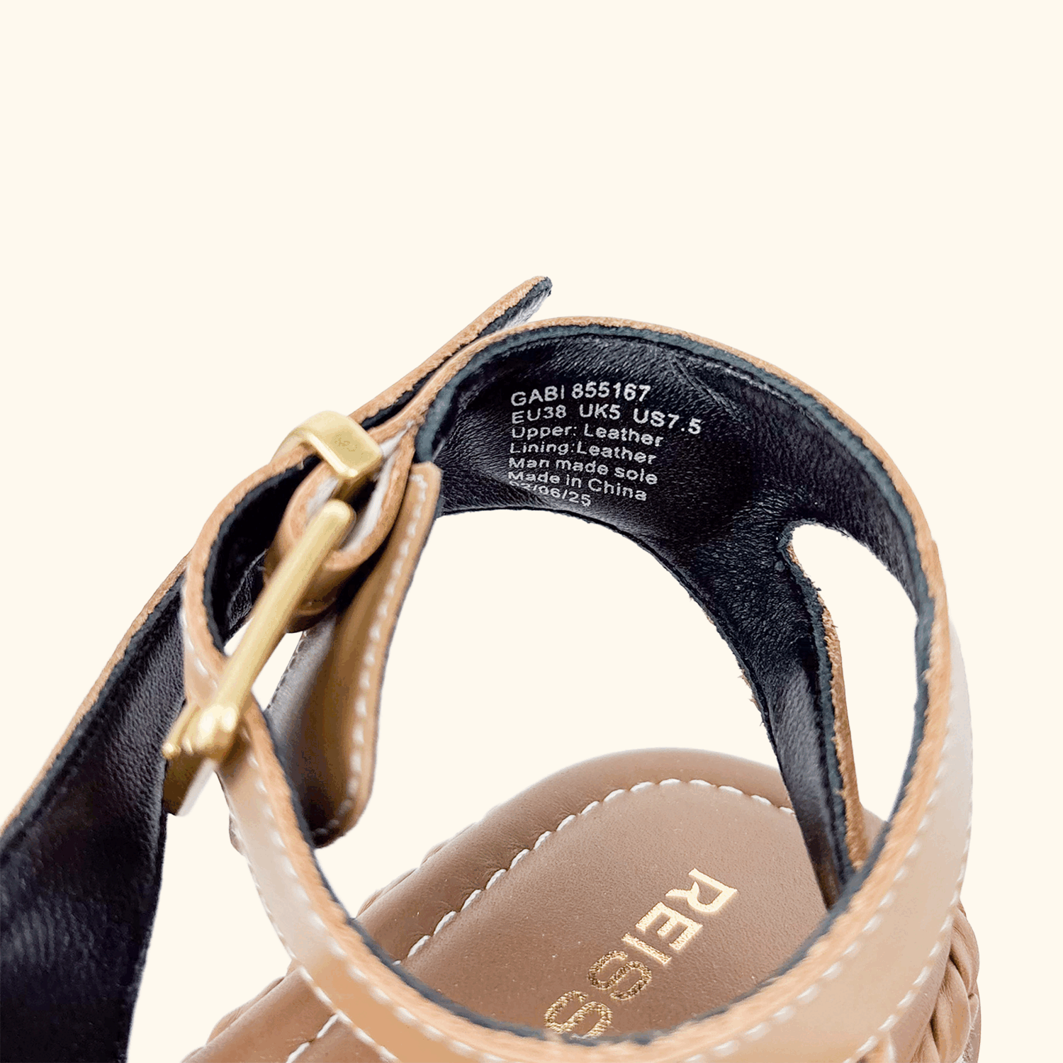 Reiss Gabi Tan Leather Plait Sandals - Size 5