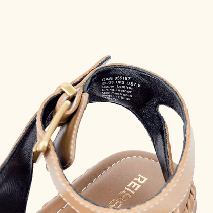 Reiss Gabi Tan Leather Plait Sandals - Size 5