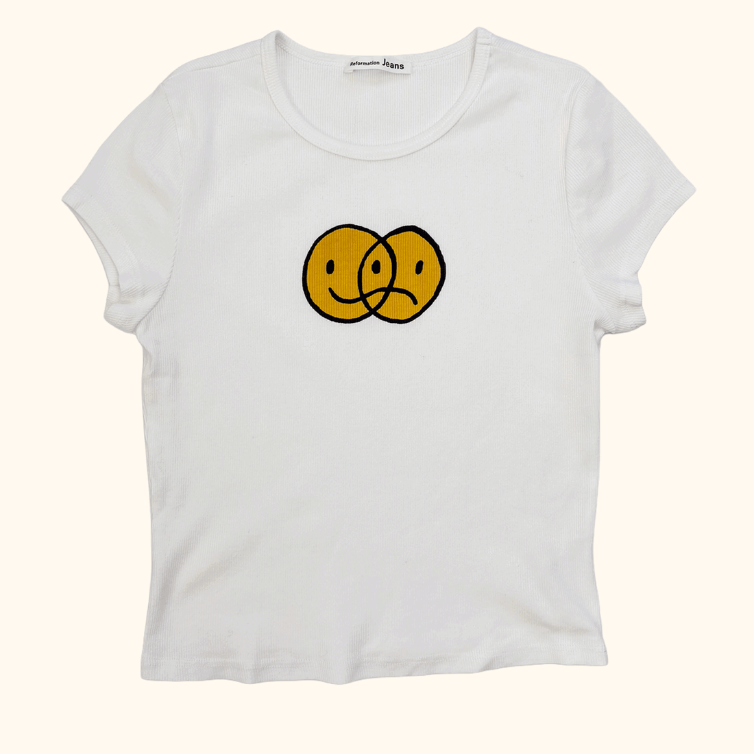 Reformation Mixed Emotions White Baby Tee - Size Medium