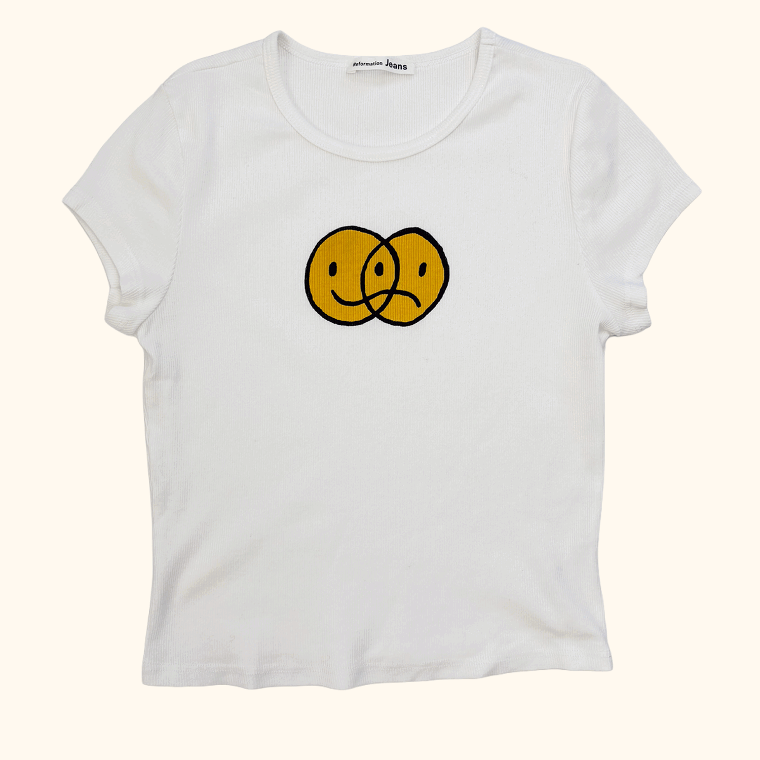 Reformation Mixed Emotions White Baby Tee - Size Medium