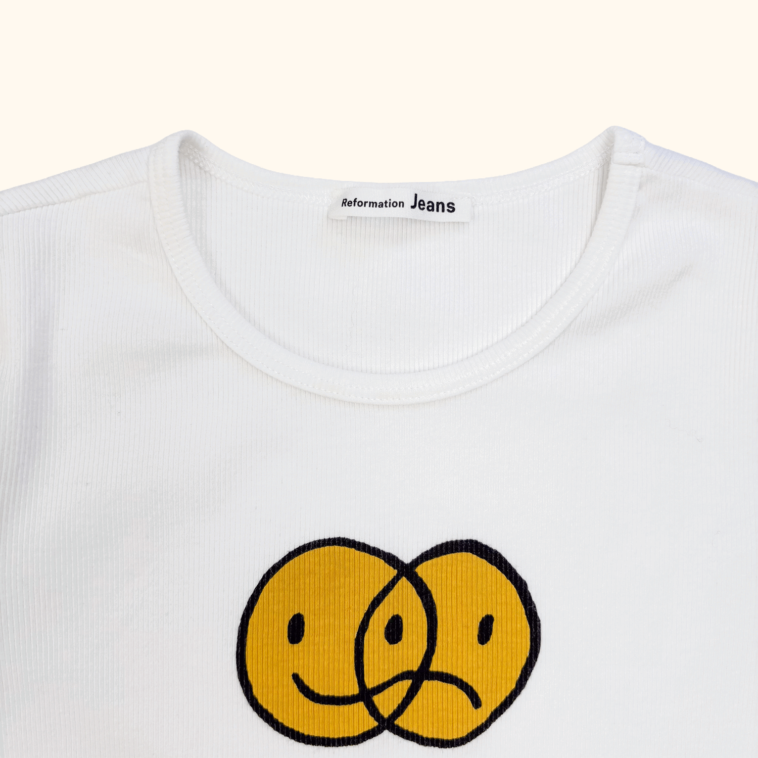 Reformation Mixed Emotions White Baby Tee - Size Medium