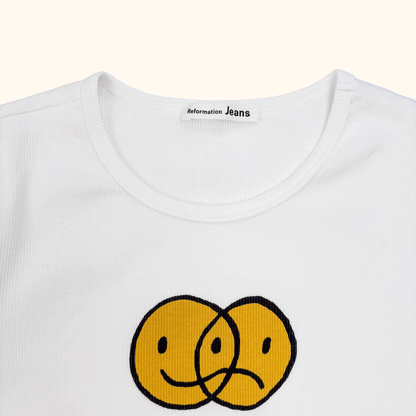 Reformation Mixed Emotions White Baby Tee - Size Medium