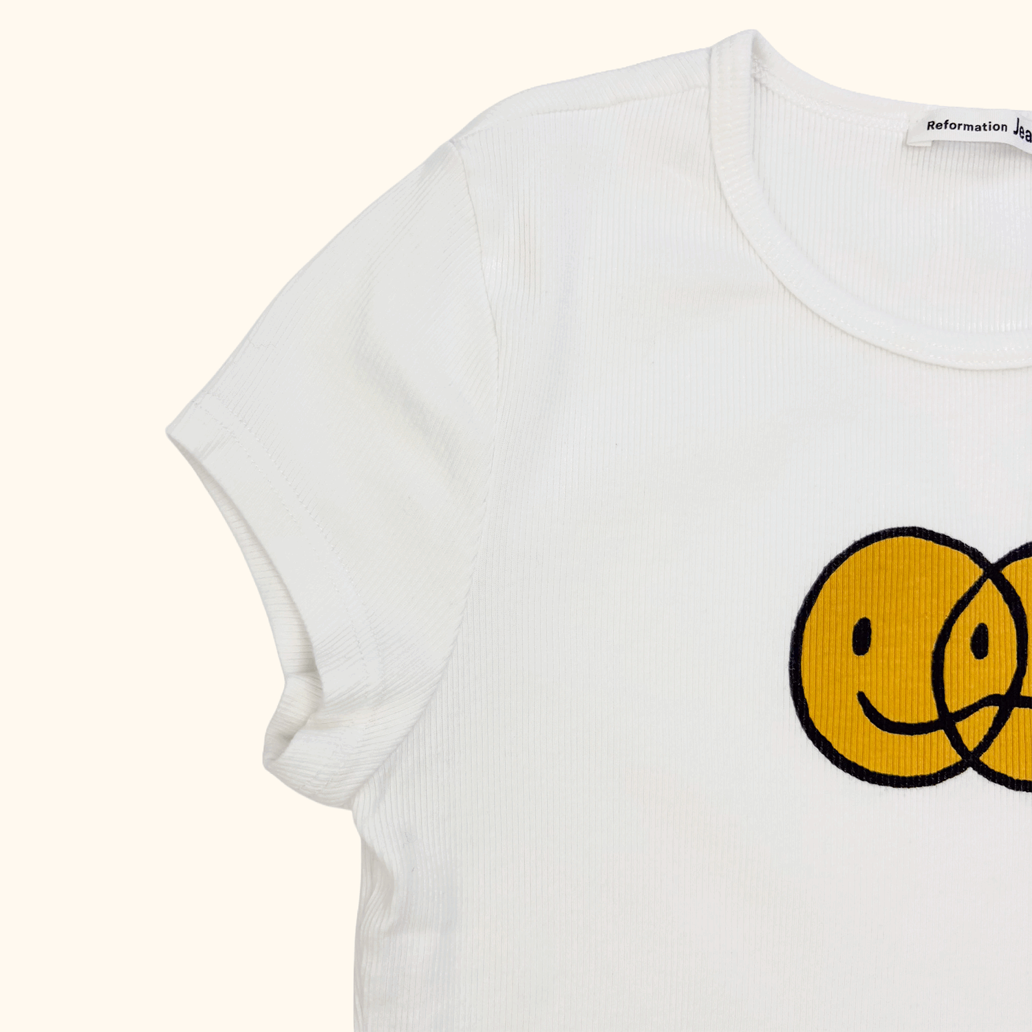 Reformation Mixed Emotions White Baby Tee - Size Medium