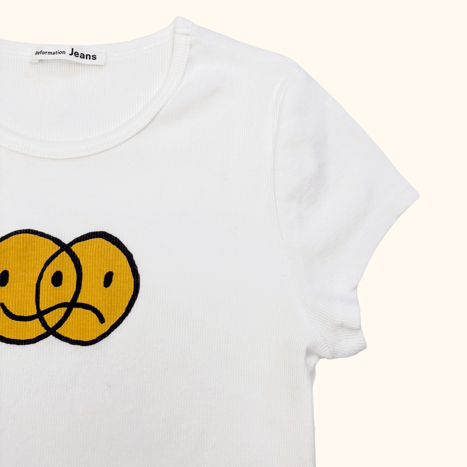 Reformation Mixed Emotions White Baby Tee - Size Medium