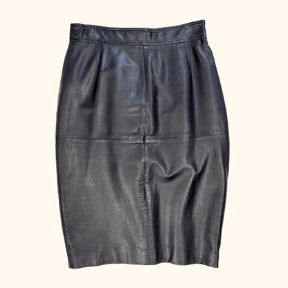 Whistles Black Leather Pencil Skirt - Size 6