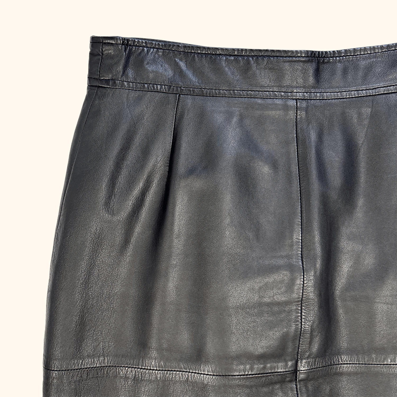 Whistles Black Leather Pencil Skirt - Size 6