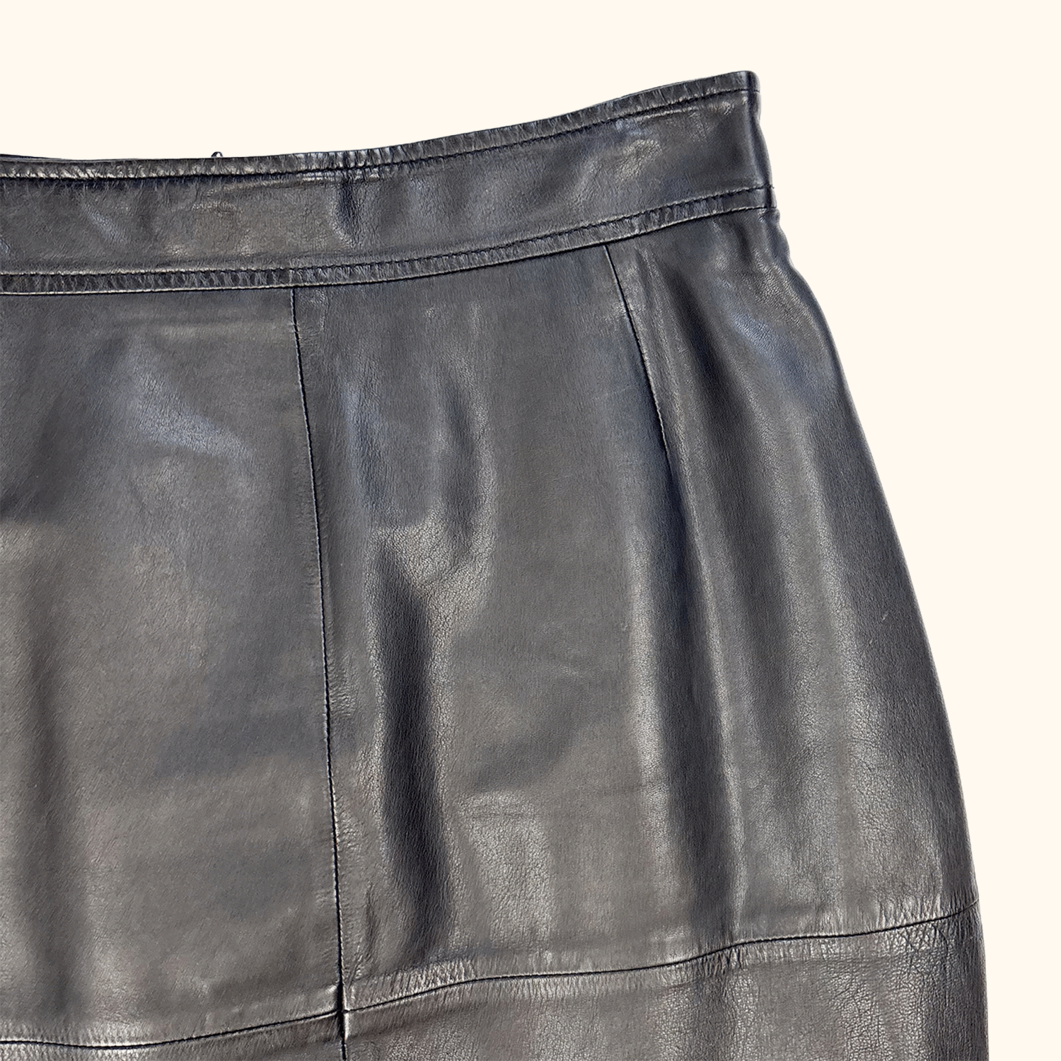 Whistles Black Leather Pencil Skirt - Size 6