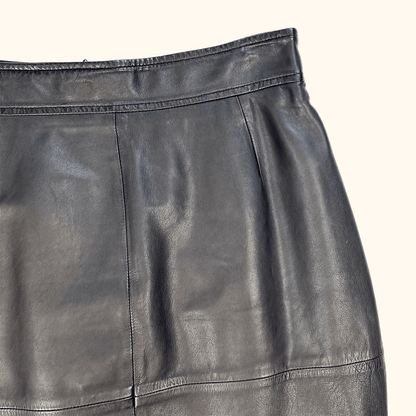 Whistles Black Leather Pencil Skirt - Size 6