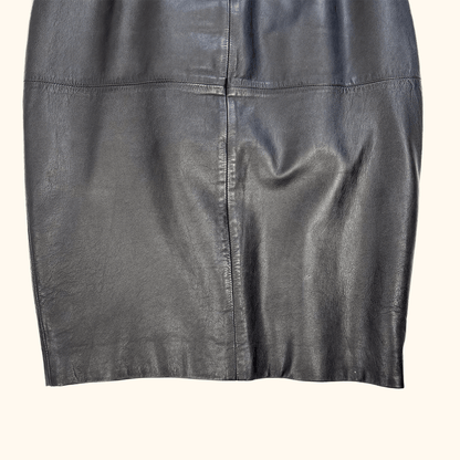 Whistles Black Leather Pencil Skirt - Size 6