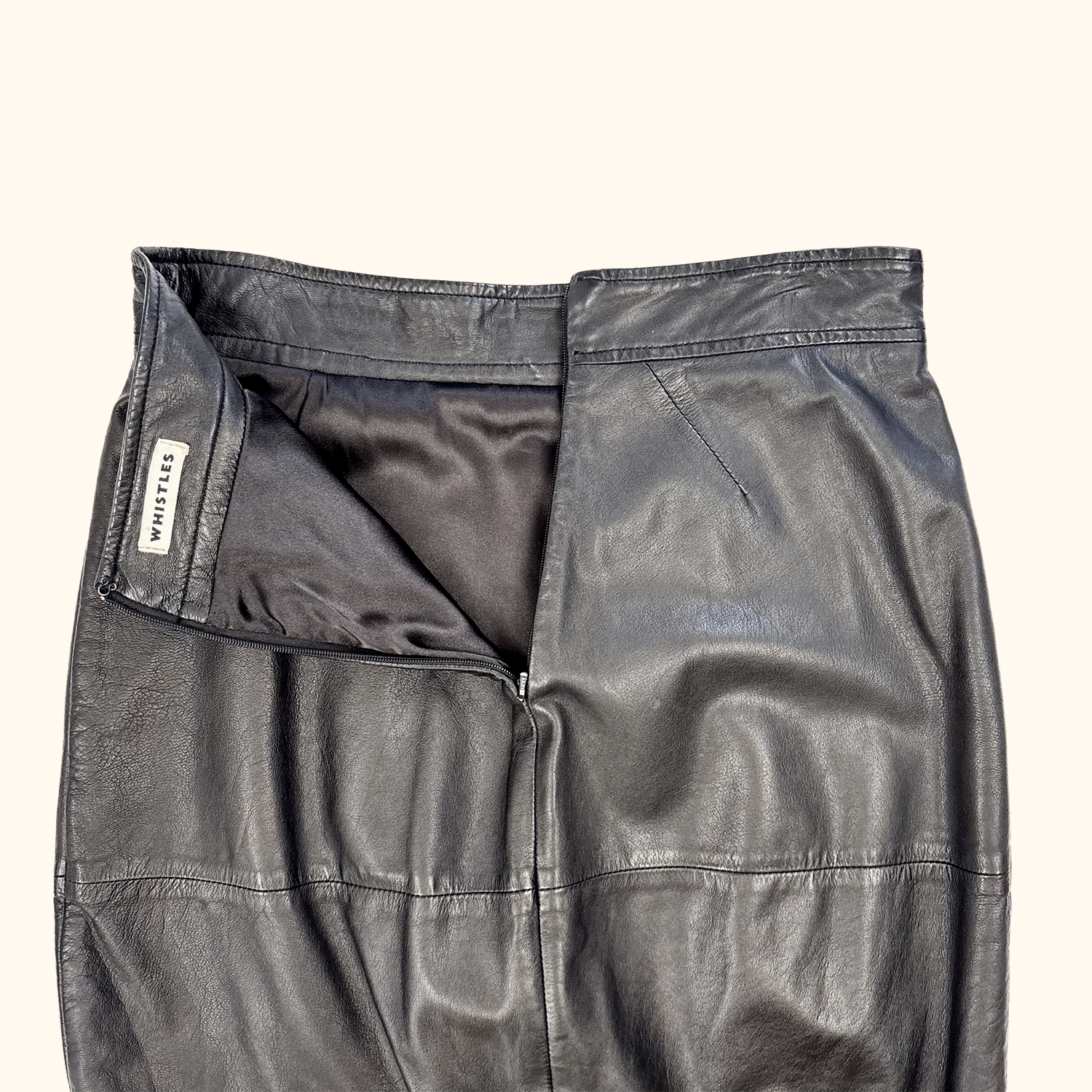 Whistles Black Leather Pencil Skirt - Size 6