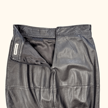 Whistles Black Leather Pencil Skirt - Size 6