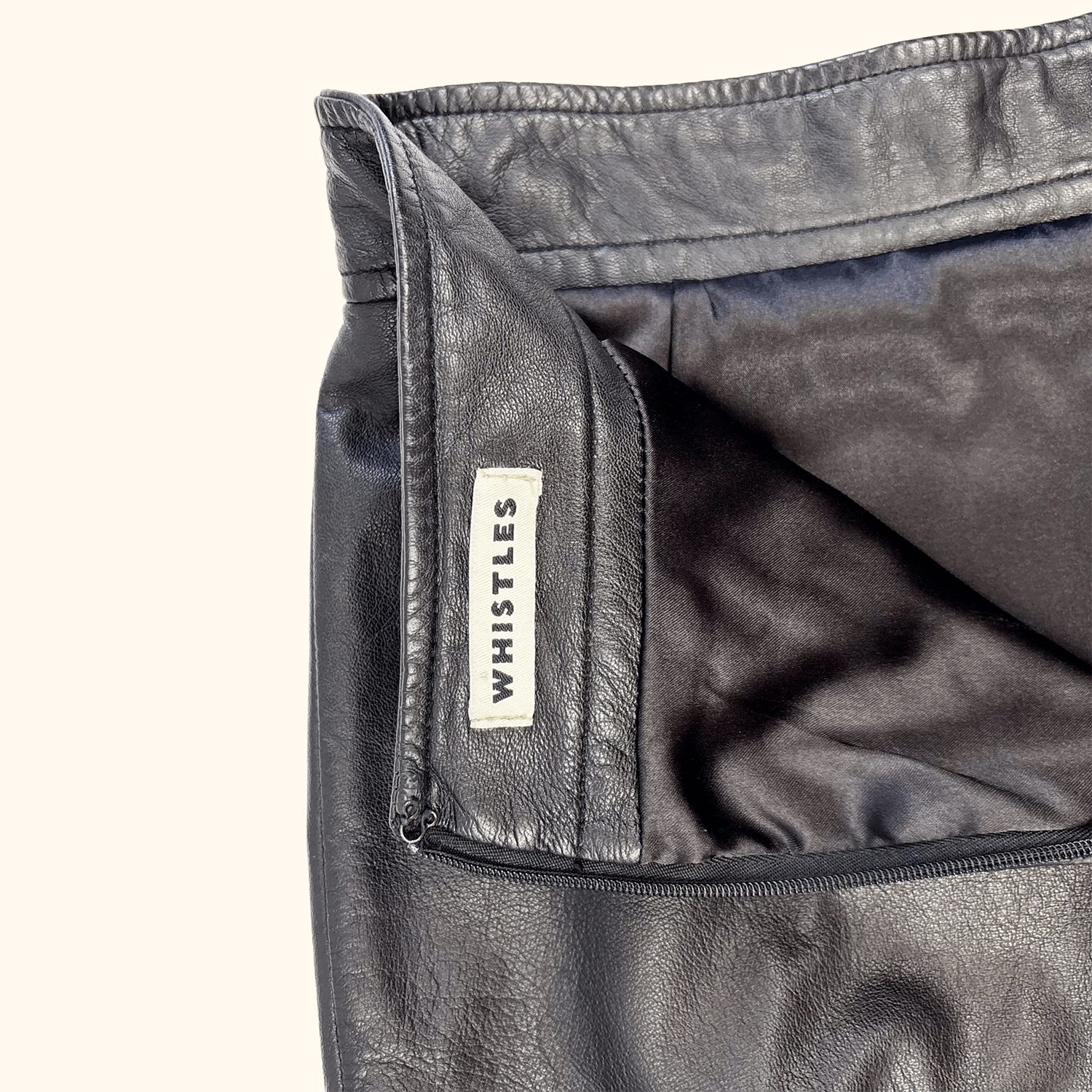 Whistles Black Leather Pencil Skirt - Size 6