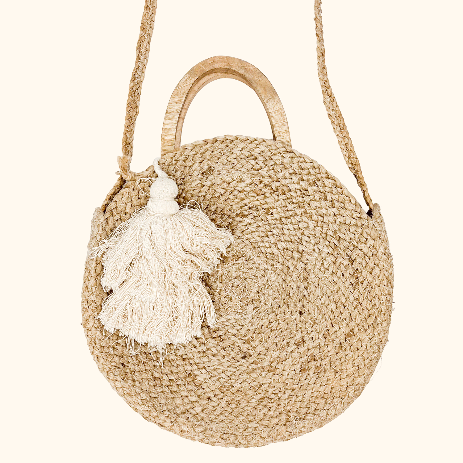 Zara Round Jute Crossbody Bag
