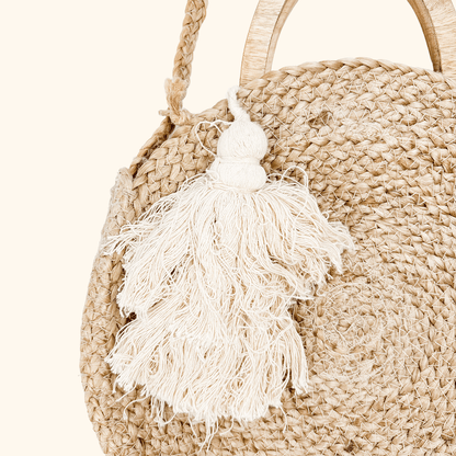 Zara Round Jute Crossbody Bag