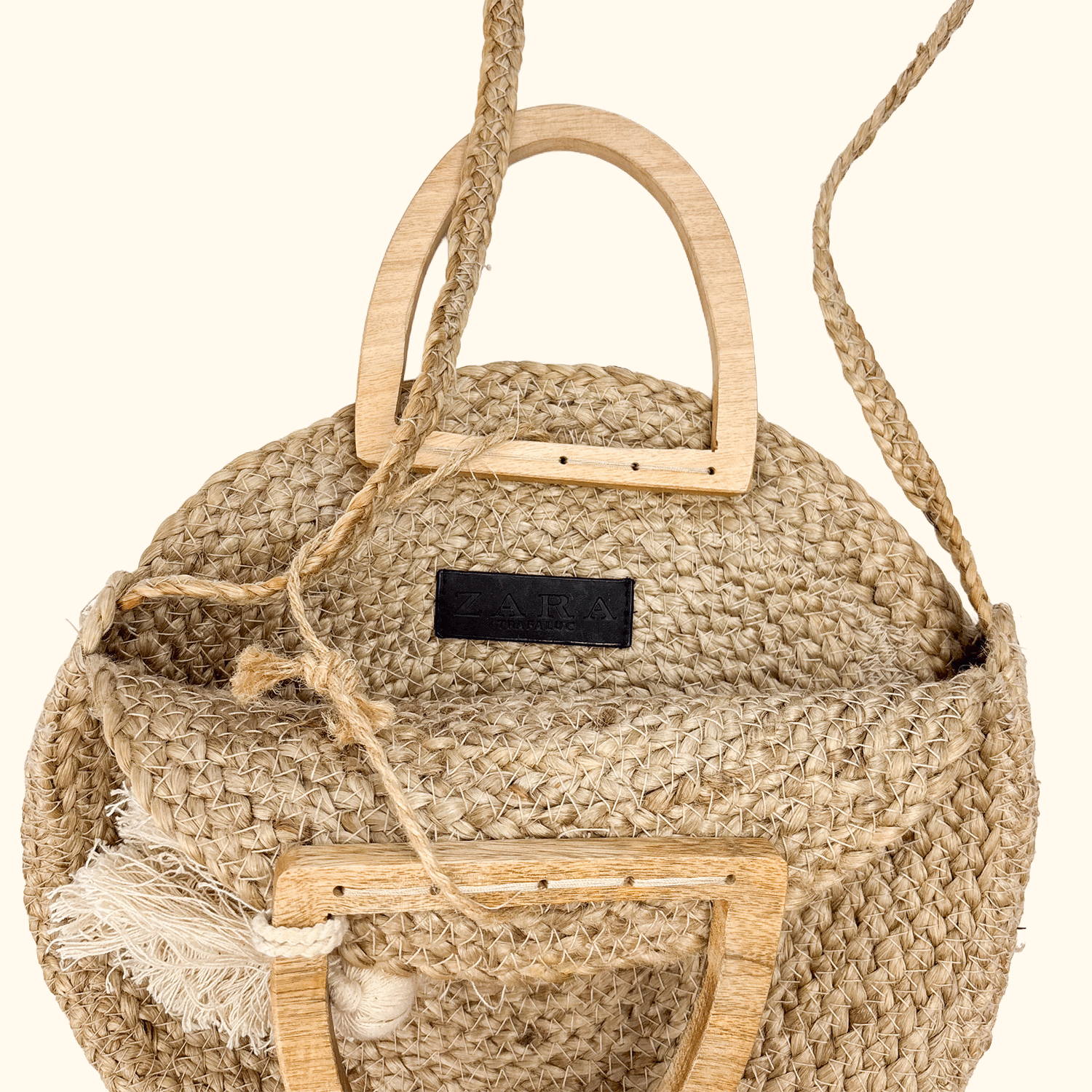 Zara Round Jute Crossbody Bag