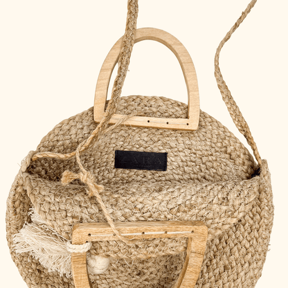 Zara Round Jute Crossbody Bag