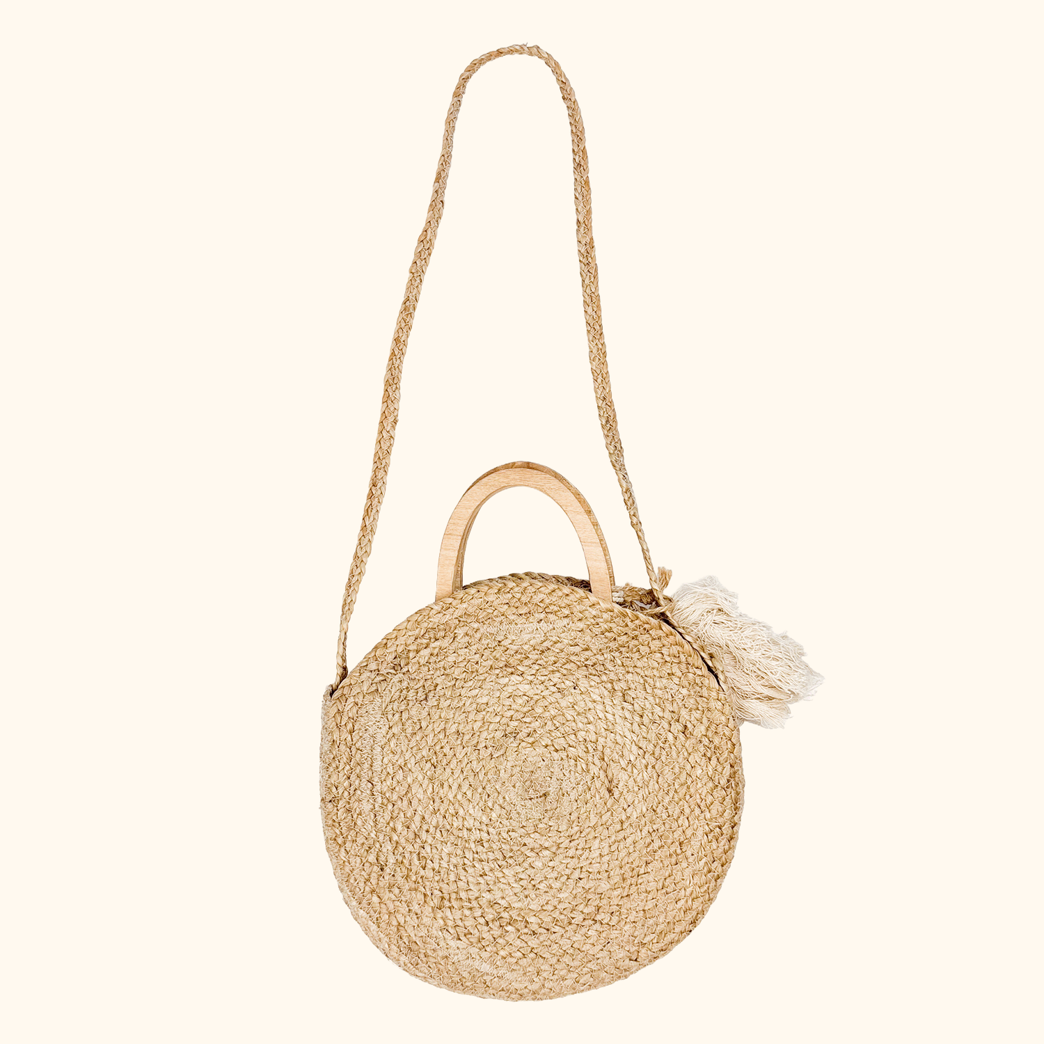 Zara Round Jute Crossbody Bag