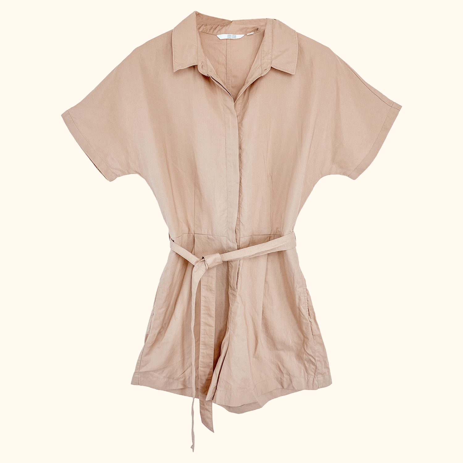 Uniqlo Beige Linen Blend Playsuit - Size Small