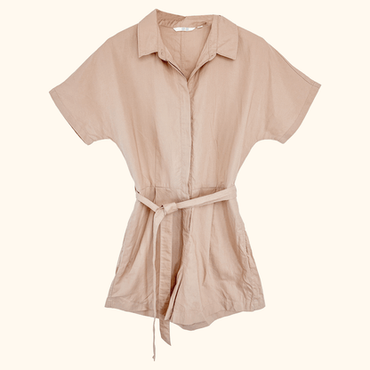 Uniqlo Beige Linen Blend Playsuit - Size Small