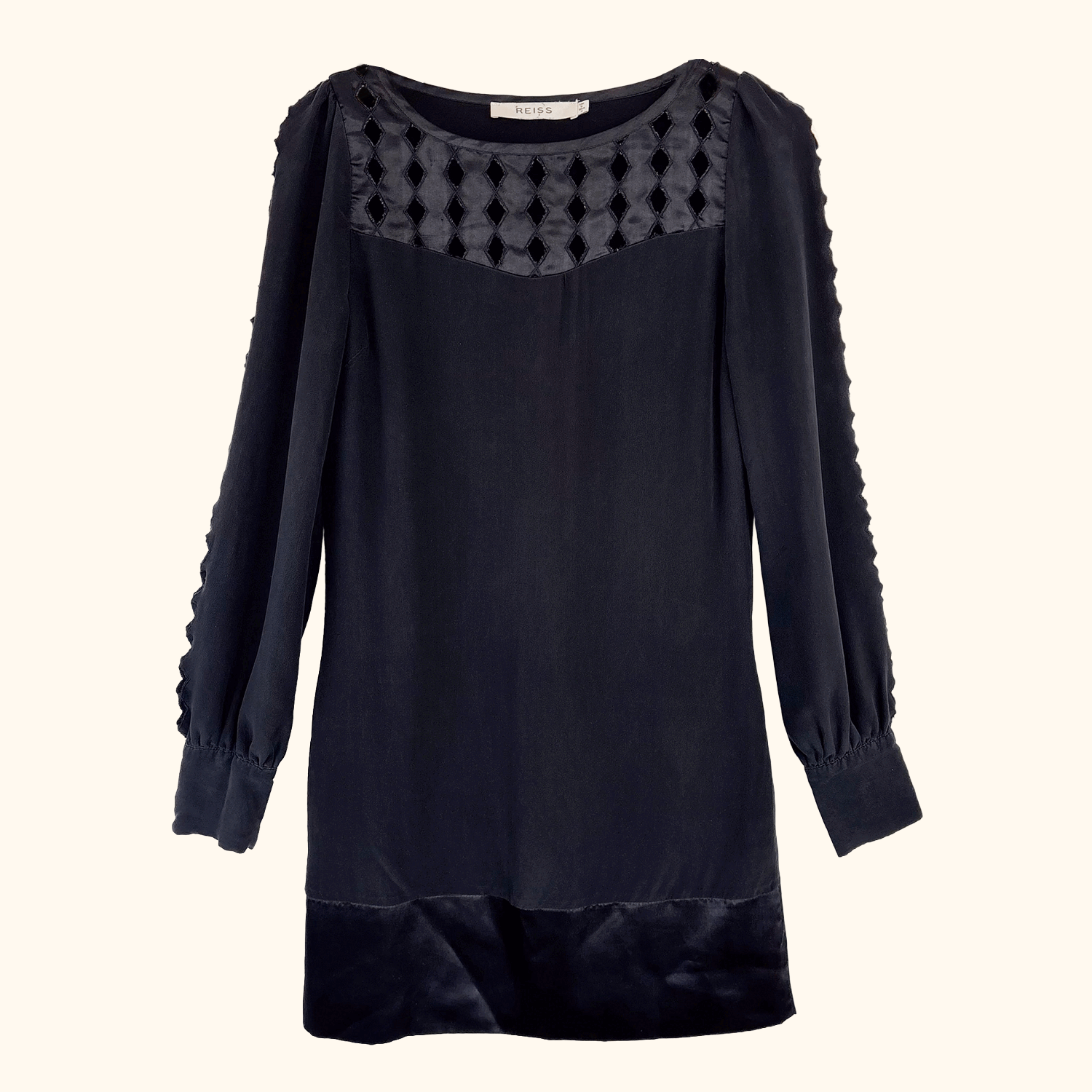 Reiss Black Silk Long Sleeve Dress - Size 6