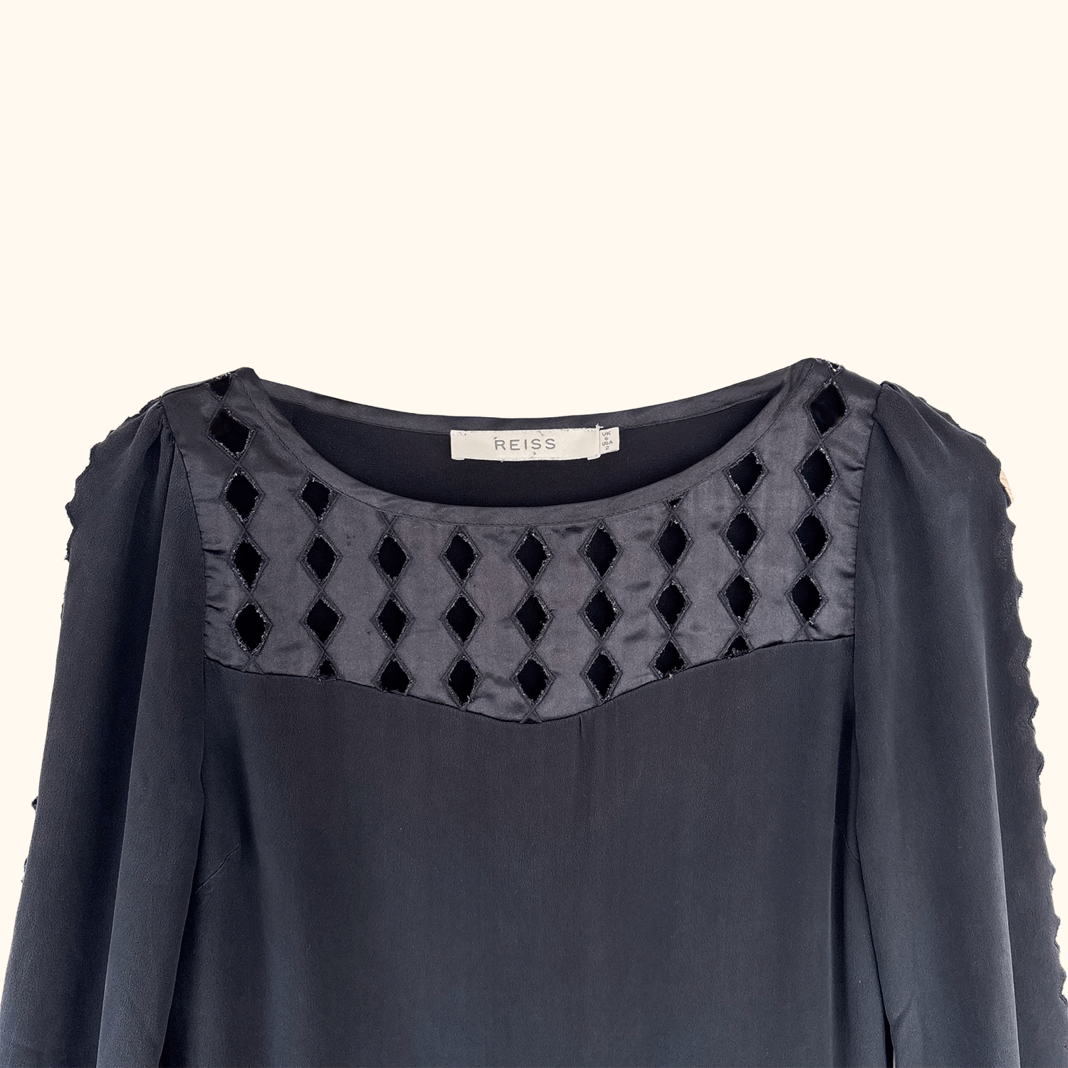 Reiss Black Silk Long Sleeve Dress - Size 6