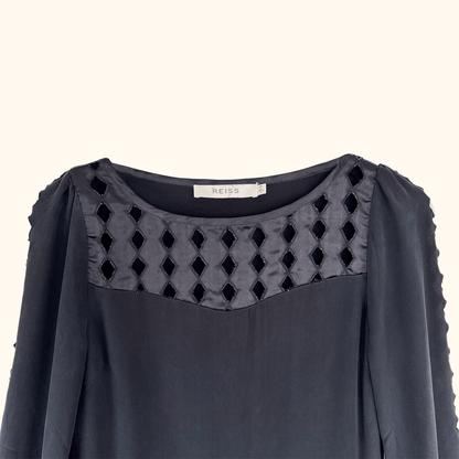 Reiss Black Silk Long Sleeve Dress - Size 6