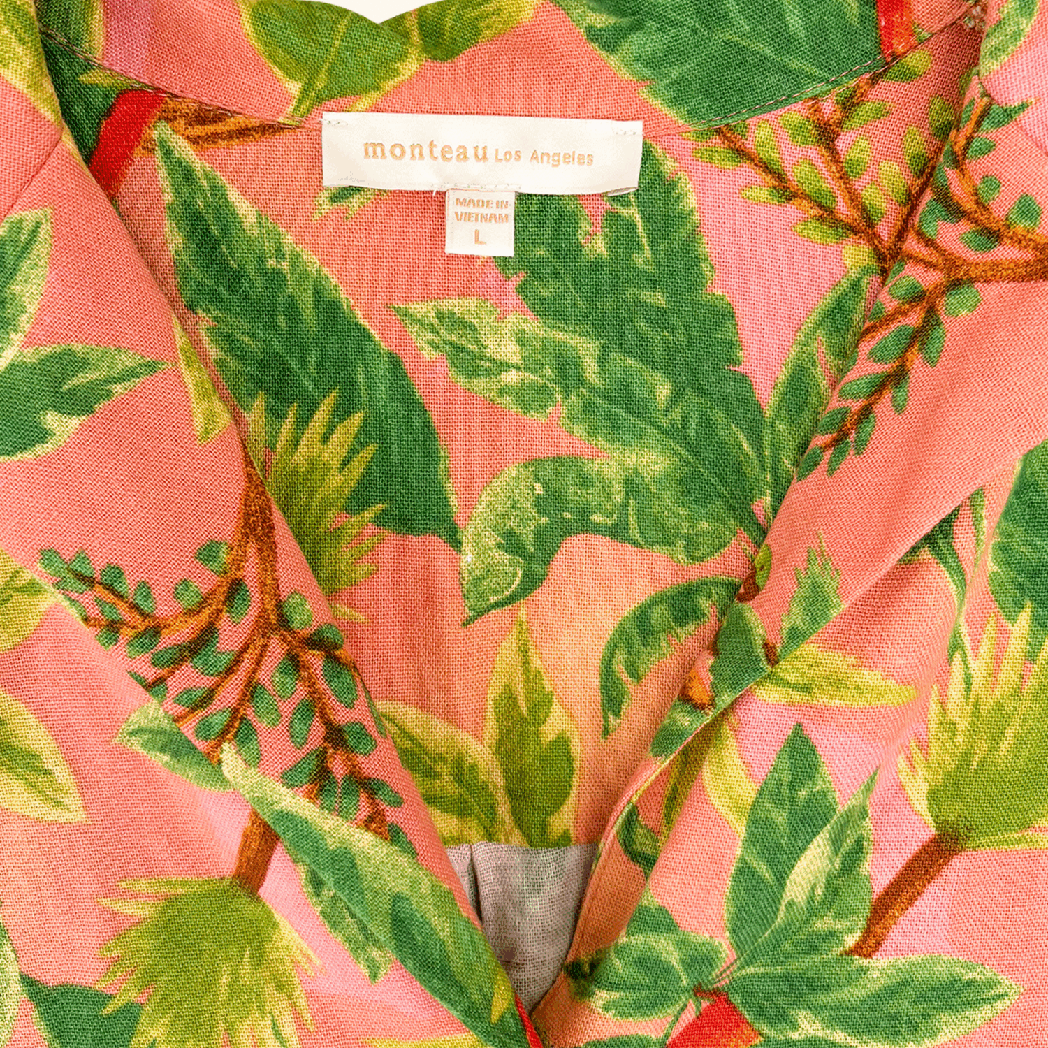 Monteau Los Angeles Linen Blend Hawaiian Shirt - Size Large