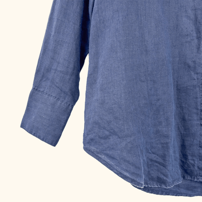 M&amp;S Navy Blue Linen Shirt - Size 12