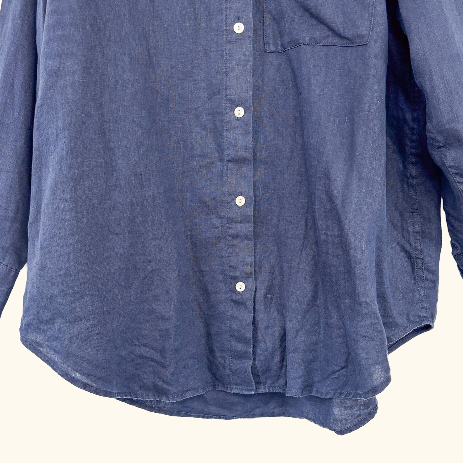 M&amp;S Navy Blue Linen Shirt - Size 12