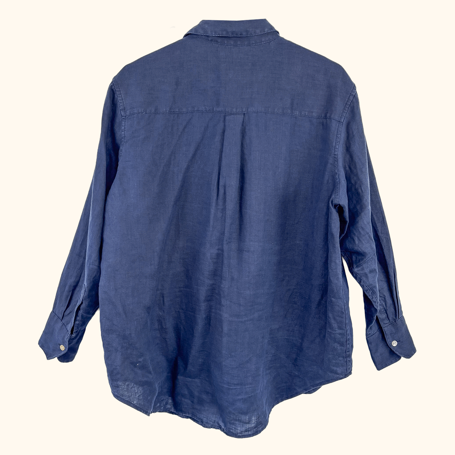 M&amp;S Navy Blue Linen Shirt - Size 12