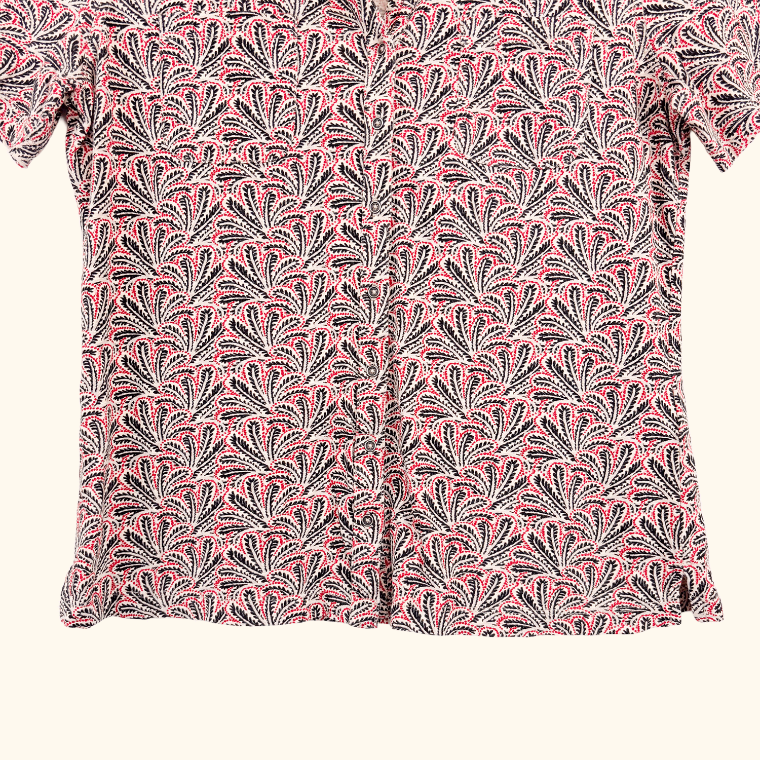 White Stuff Leaf Print Short Sleeve Shirt - Size 12