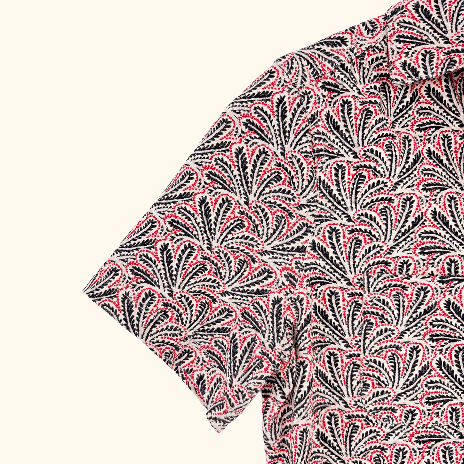 White Stuff Leaf Print Short Sleeve Shirt - Size 12