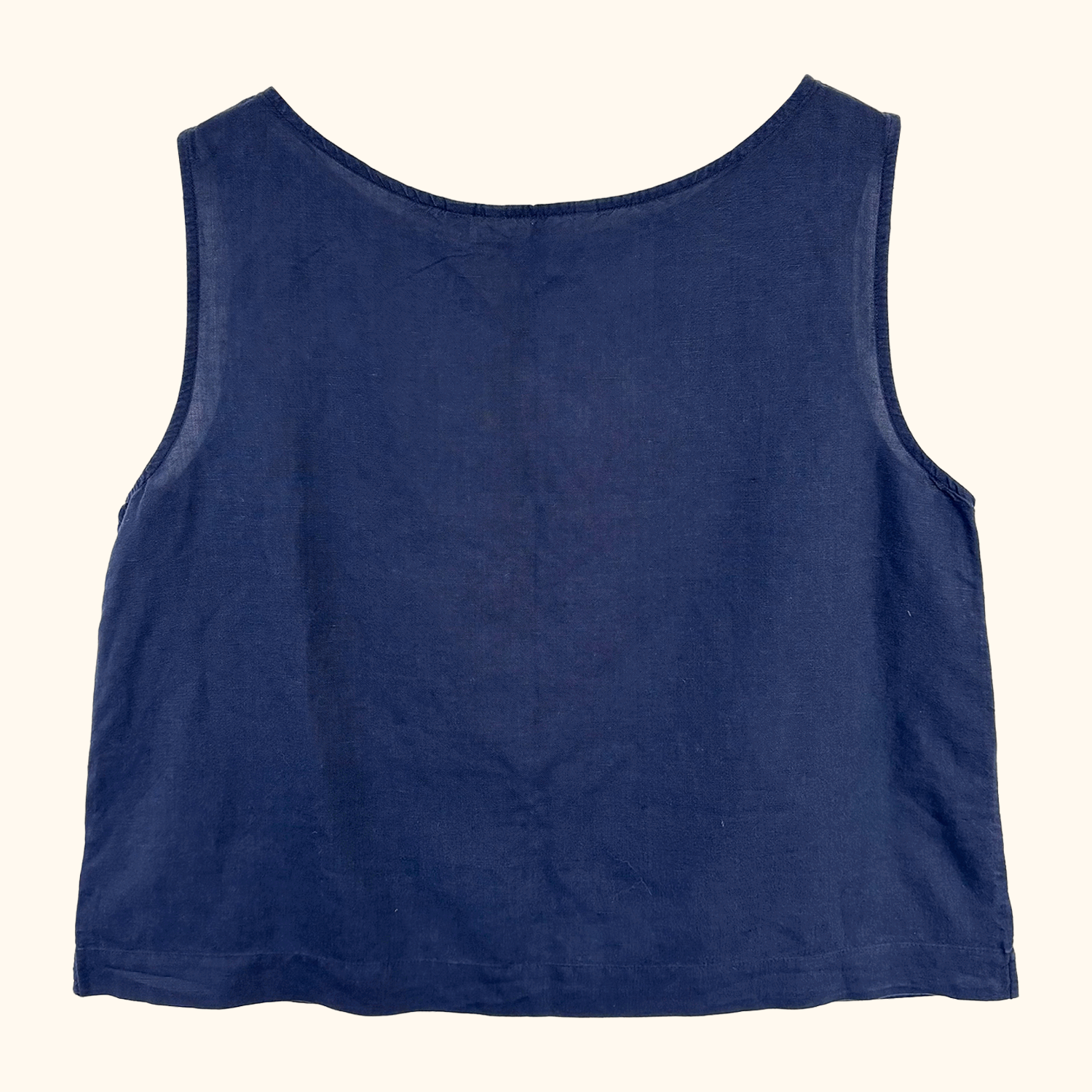 Uniqlo Navy Cotton Linen Blend Vest Top - Size Large