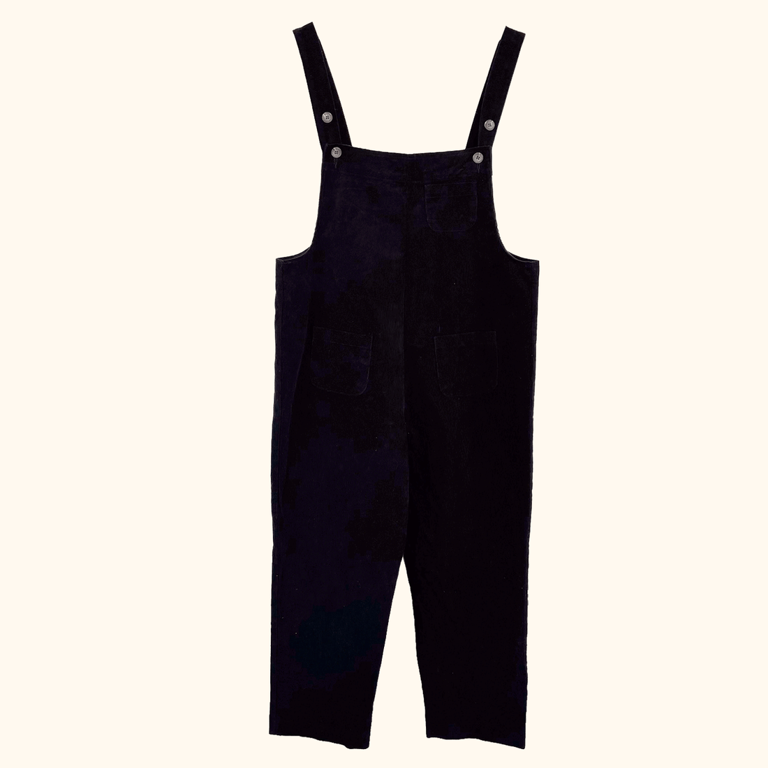 Olive Black Corduroy Cropped Dungarees - Size S/M