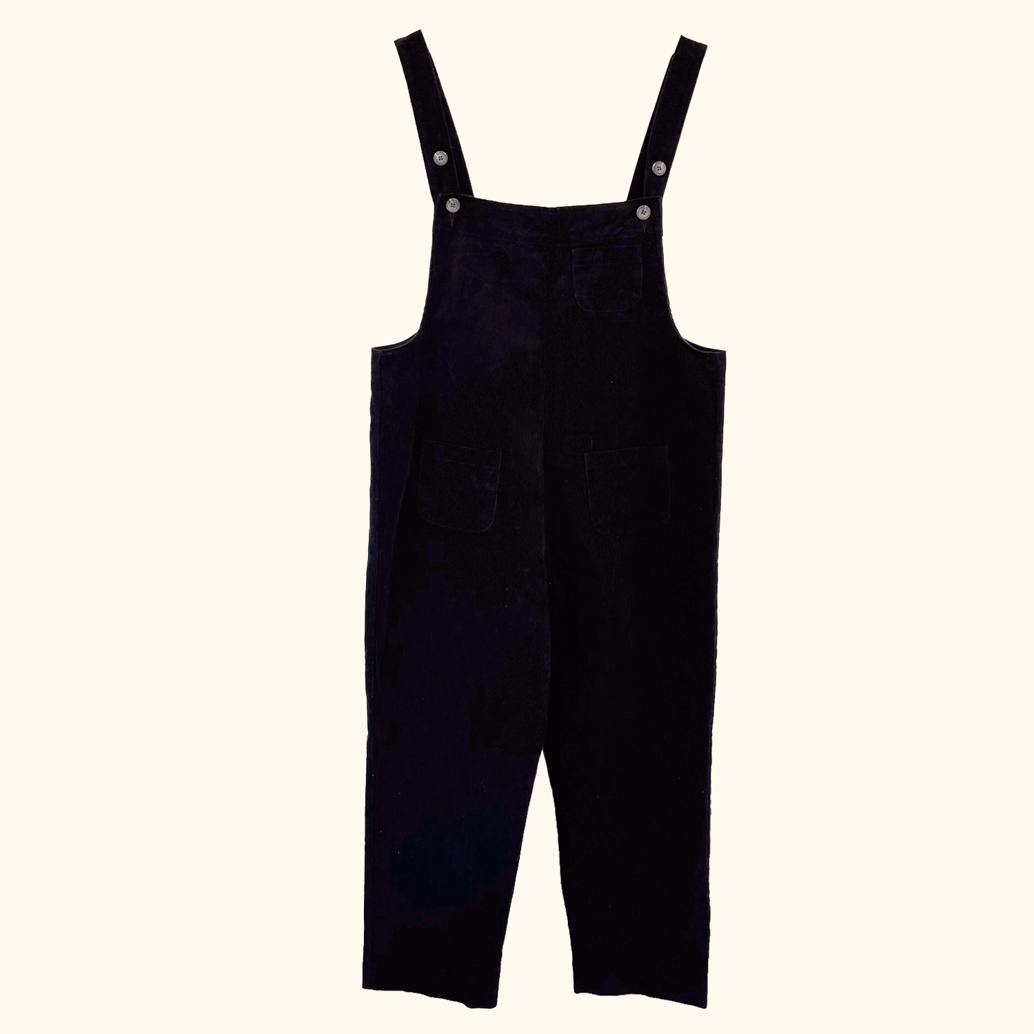 Olive Black Corduroy Cropped Dungarees - Size S/M