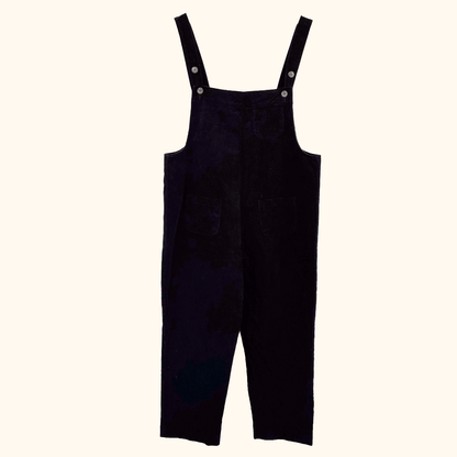 Olive Black Corduroy Cropped Dungarees - Size S/M