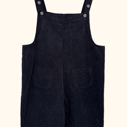 Olive Black Corduroy Cropped Dungarees - Size S/M