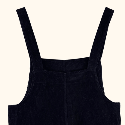 Olive Black Corduroy Cropped Dungarees - Size S/M