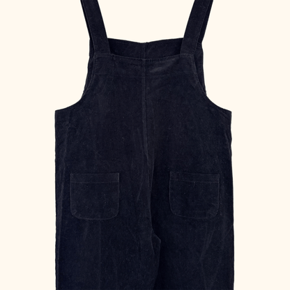 Olive Black Corduroy Cropped Dungarees - Size S/M
