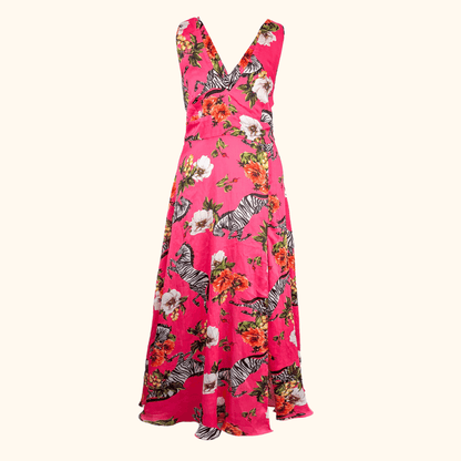 River Island Pink Zebra Maxi Summer Dress - Size 18