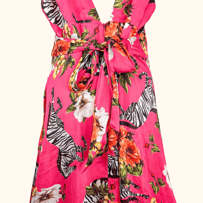 River Island Pink Zebra Maxi Summer Dress - Size 18