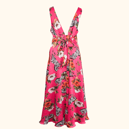River Island Pink Zebra Maxi Summer Dress - Size 18