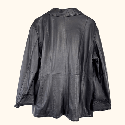 Woodland Leather Black Quilted Jacket - Size 20