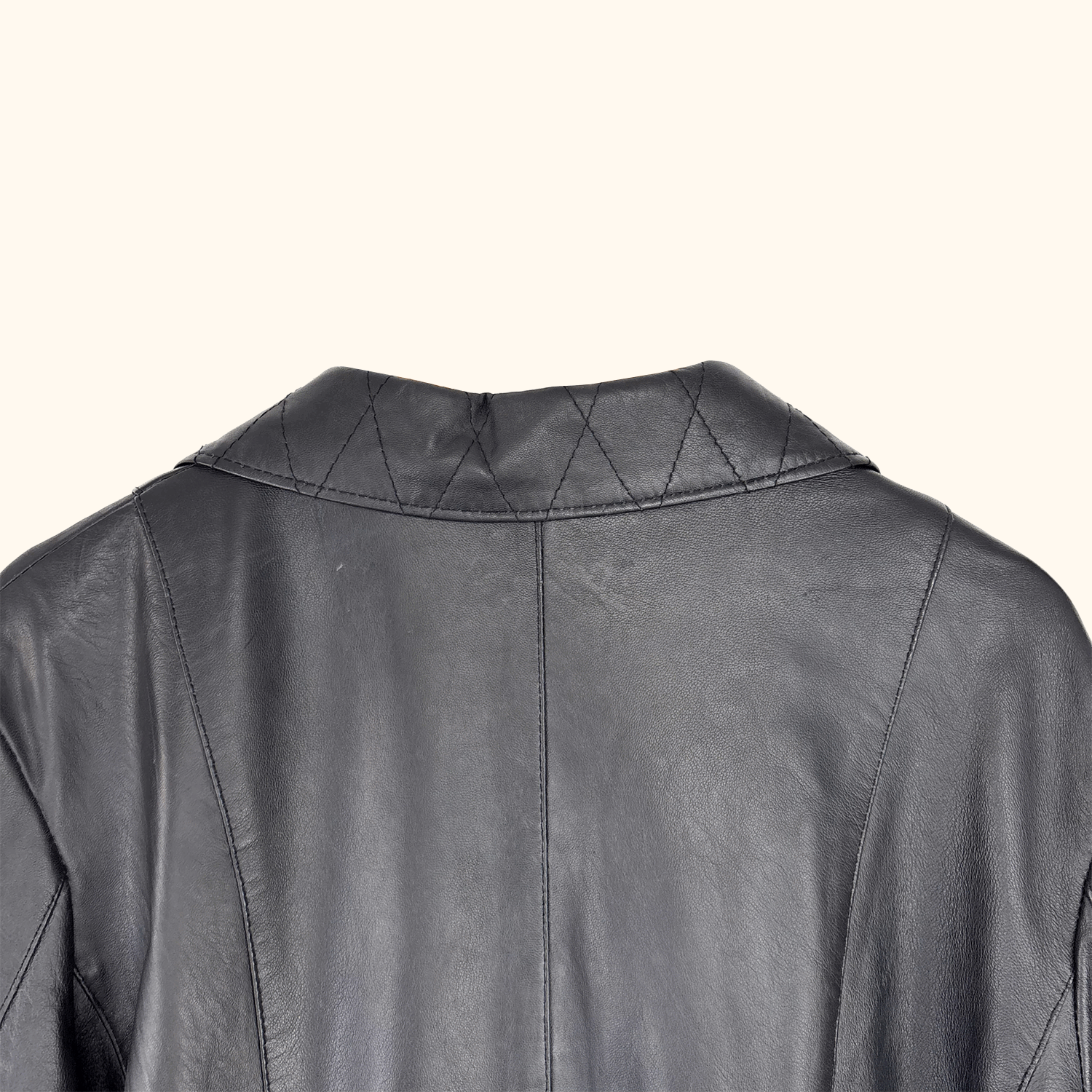 Woodland Leather Black Quilted Jacket - Size 20