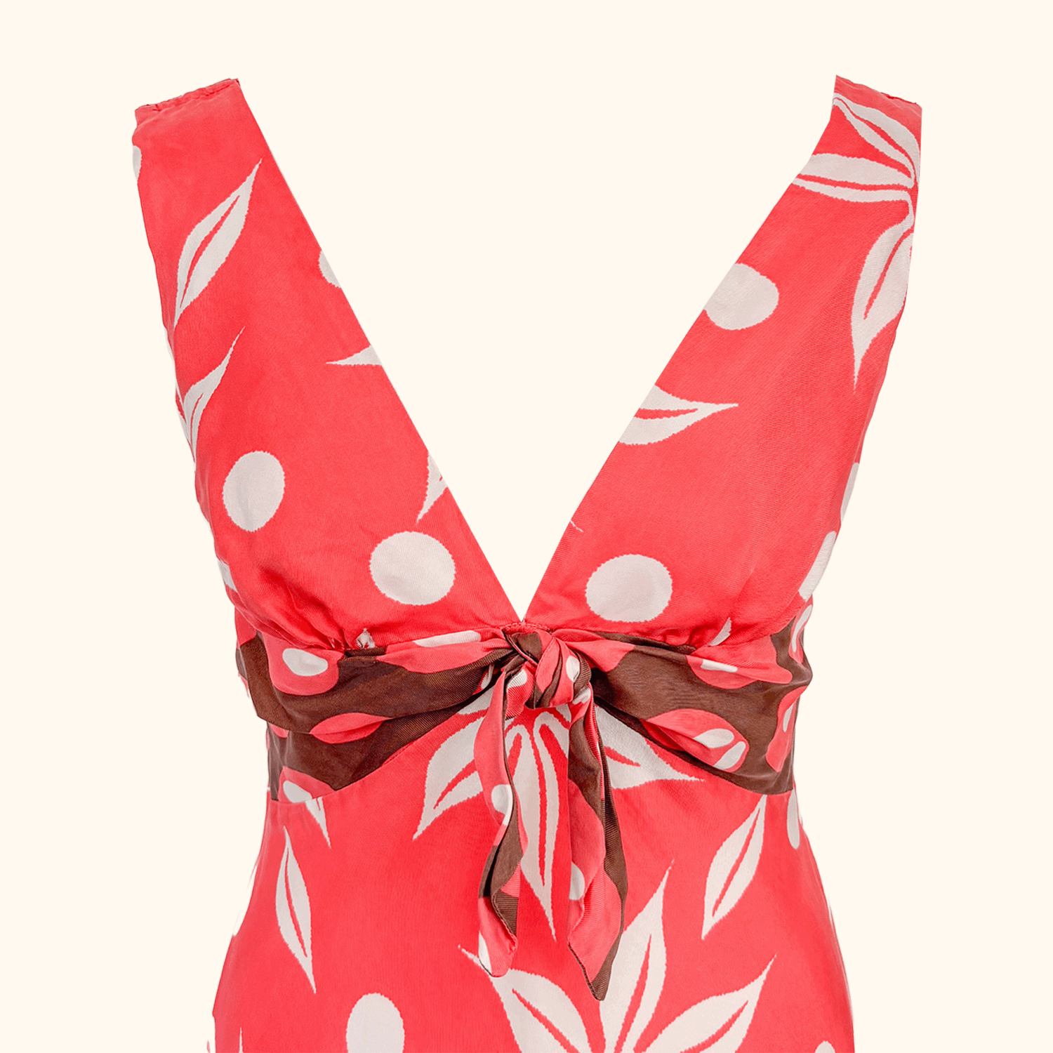 Tara Jarmon Coral Hawaiian Midi Dress - Size Medium